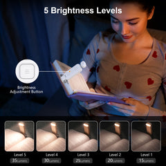 Gritin Mini Portable Reading Light, Rechargeable Book Light for Reading in Bed with Memory Function