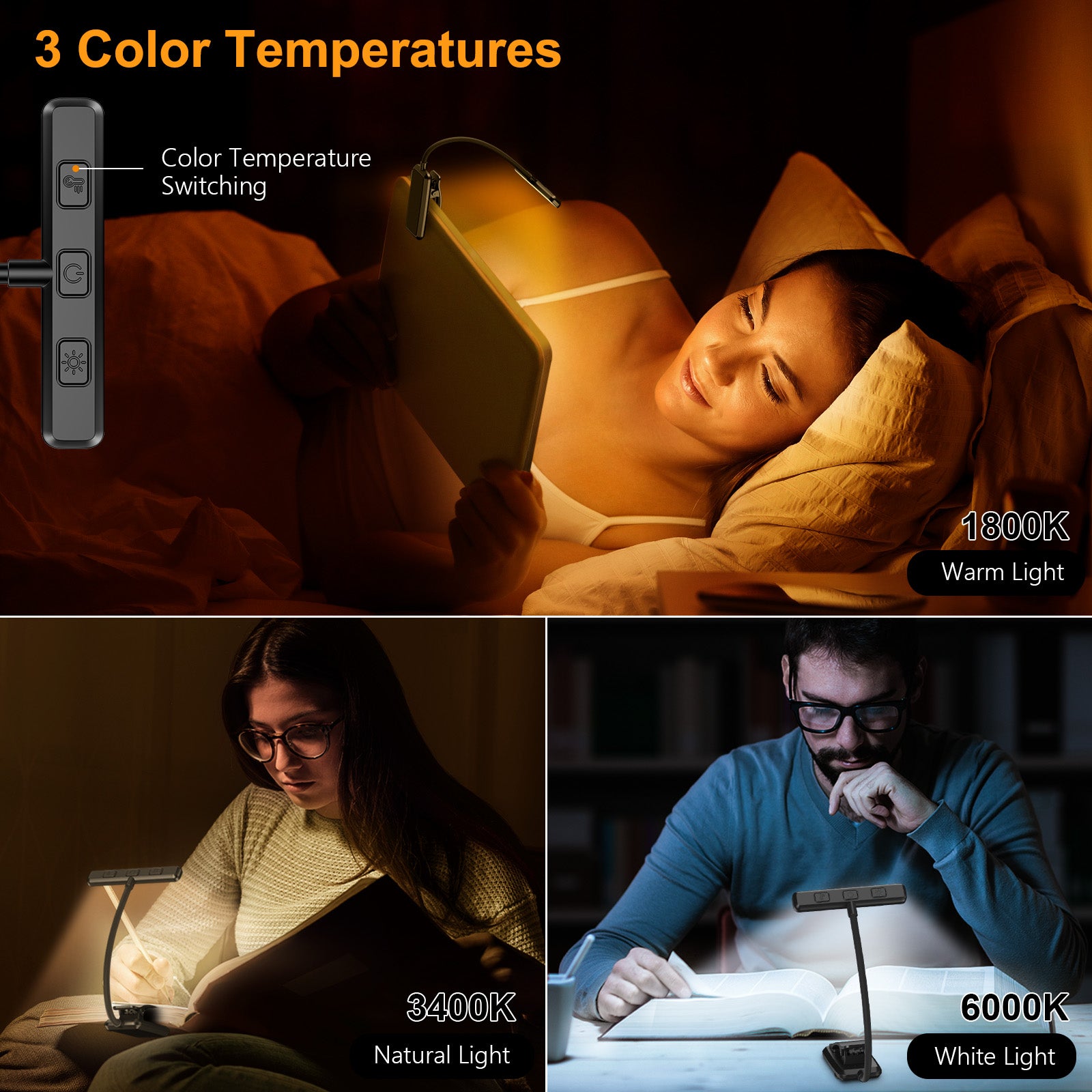 Lampe de lecture rechargeable Gritin 19 LED pour la lecture au lit avec fonction mémoire