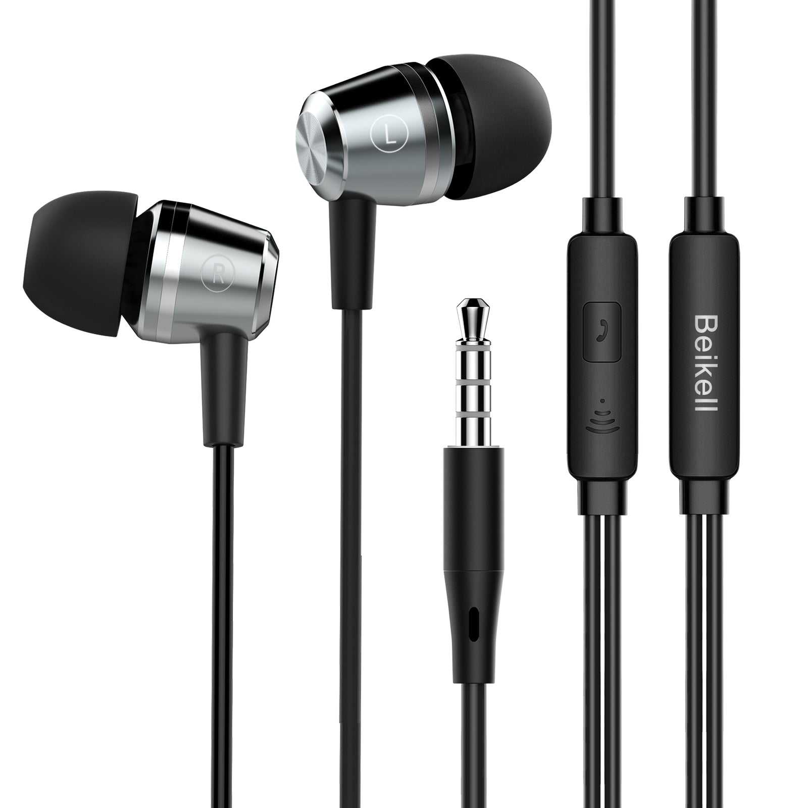 Beikell Earphones, In-Ear Headphones Earphones High Sensitivity Microphone – Noise Isolating, High Definition, Pure Sound Compatible with iPhone/iPad/Smartphone/MP3 Players etc.