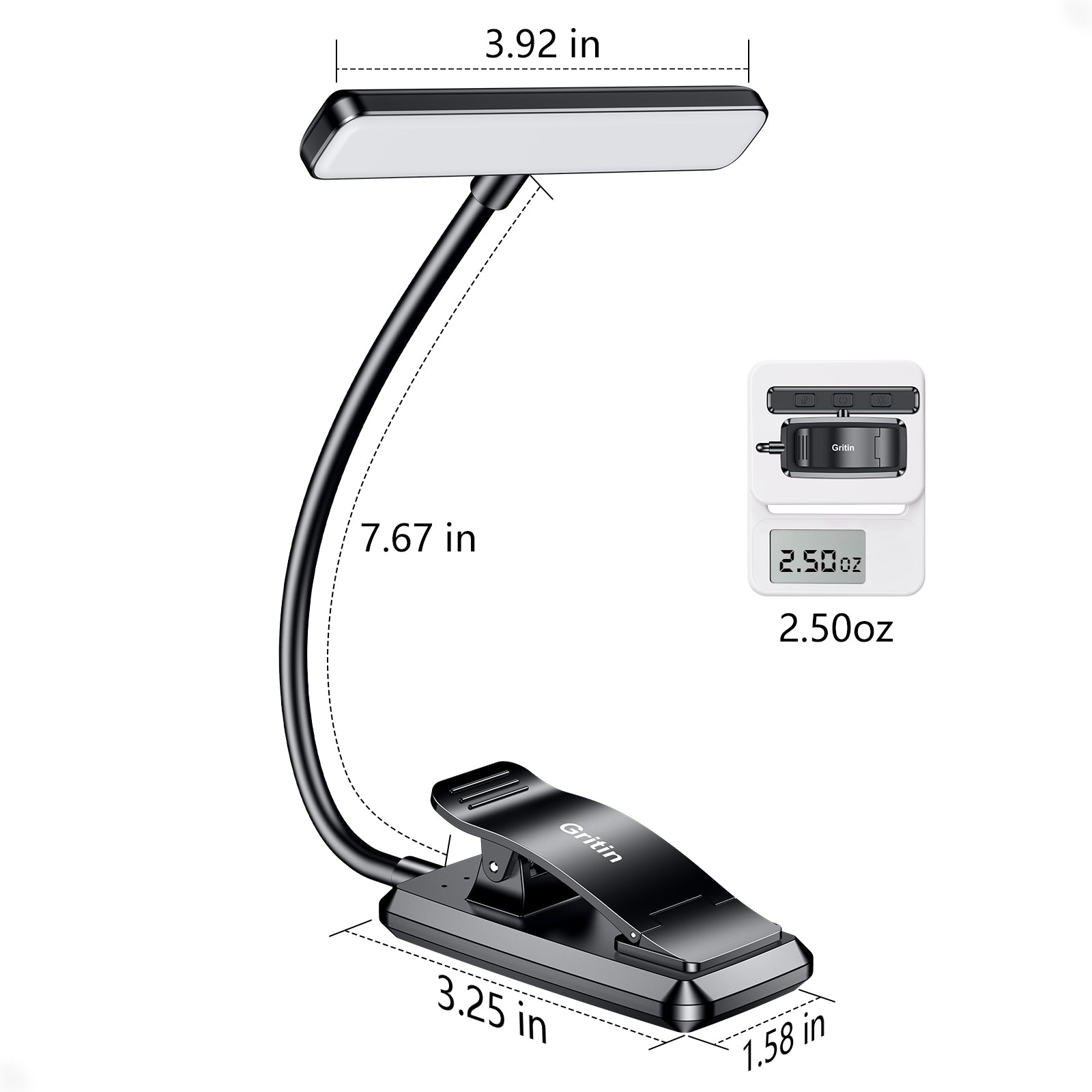 Lampe de lecture rechargeable Gritin 19 LED pour la lecture au lit avec fonction mémoire