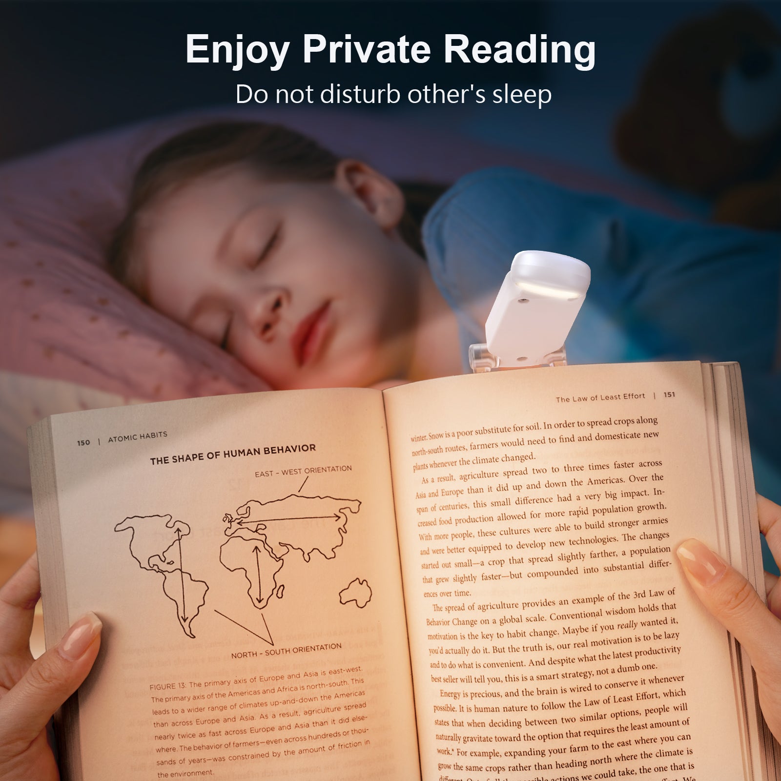 Gritin Mini Portable Reading Light, Rechargeable Book Light for Reading in Bed with Memory Function