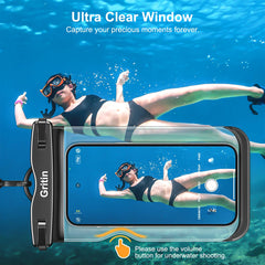 Gritin Waterproof Phone Pouch, [2 Pack] IPX8 Universal Waterproof Phone Case Dry Bag for Swimming, Adjustable Lanyard Underwater Phone Case for iPhone 16 15 14 13 12,Galaxy and Other Phones up to 7.2"