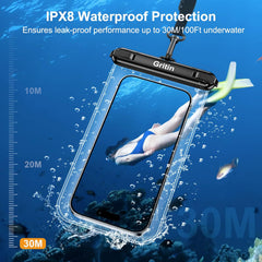 Gritin Waterproof Phone Pouch, [2 Pack] IPX8 Universal Waterproof Phone Case Dry Bag for Swimming, Adjustable Lanyard Underwater Phone Case for iPhone 15 14 13,Galaxy and Other Phones up to 7.2"