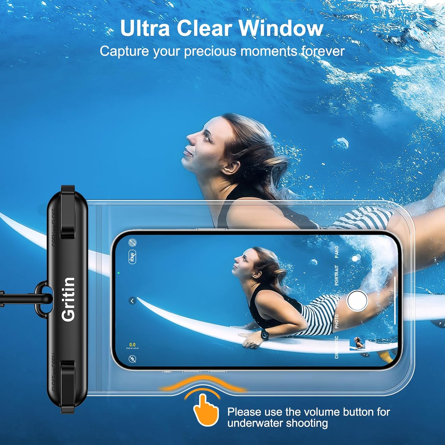 Gritin Waterproof Phone Pouch, [2 Pack] IPX8 Universal Waterproof Phone Case Dry Bag for Swimming, Adjustable Lanyard Underwater Phone Case for iPhone 15 14 13,Galaxy and Other Phones up to 7.2"