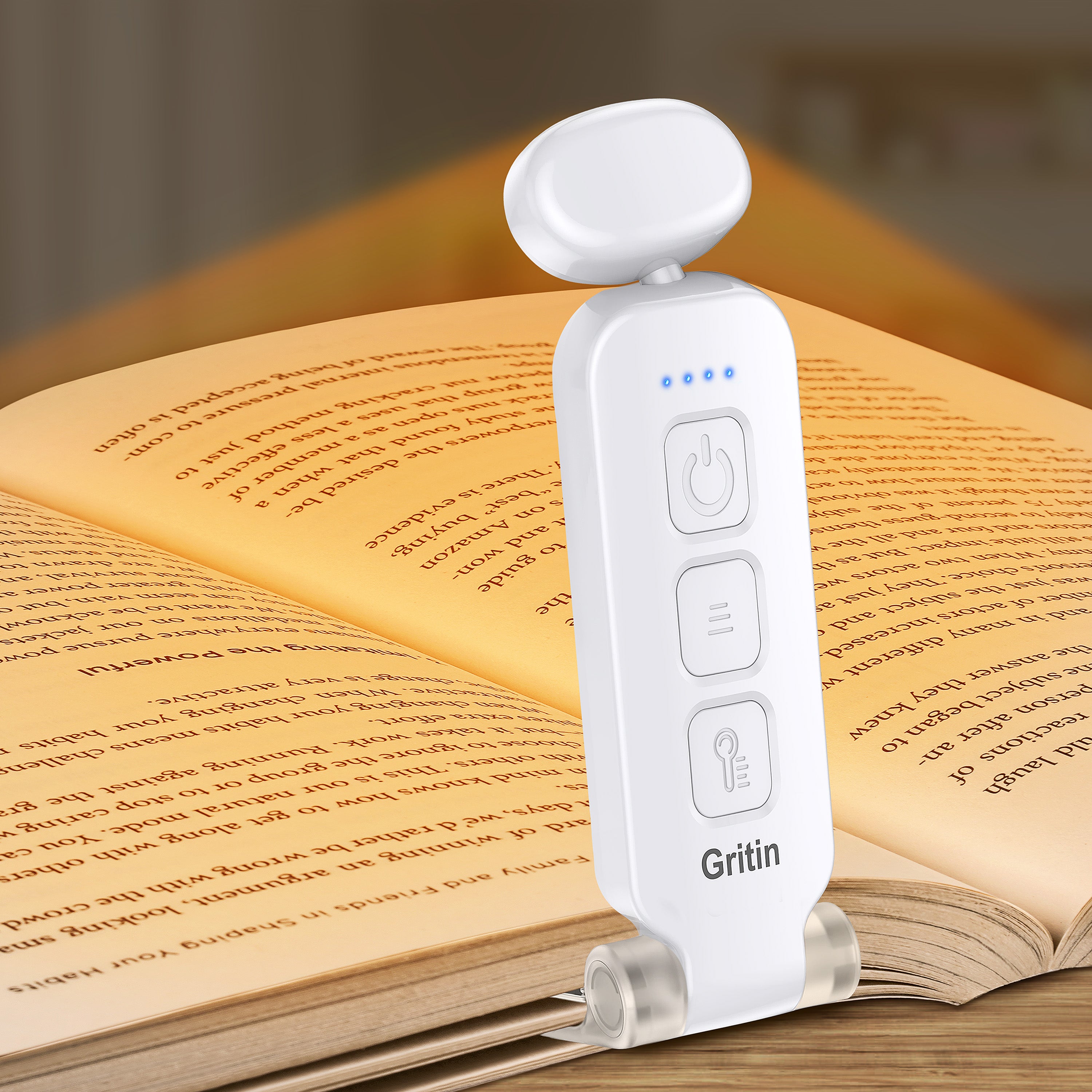 Gritin Mini Portable Reading Light, Rechargeable Book Light for Reading in Bed with Memory Function