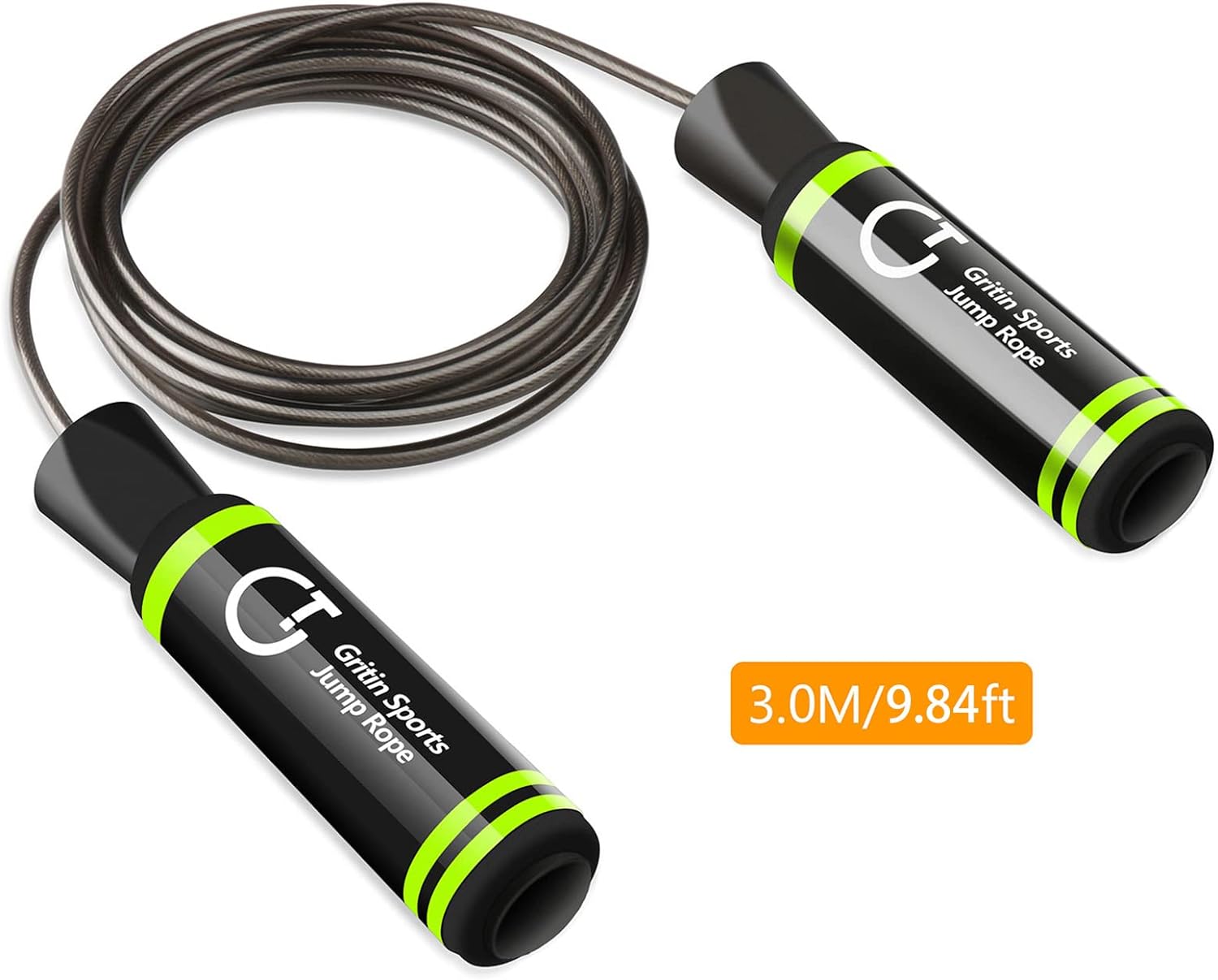 Skipping Rope, Gritin Soft Memory Foam Handle Speed Jump Rope