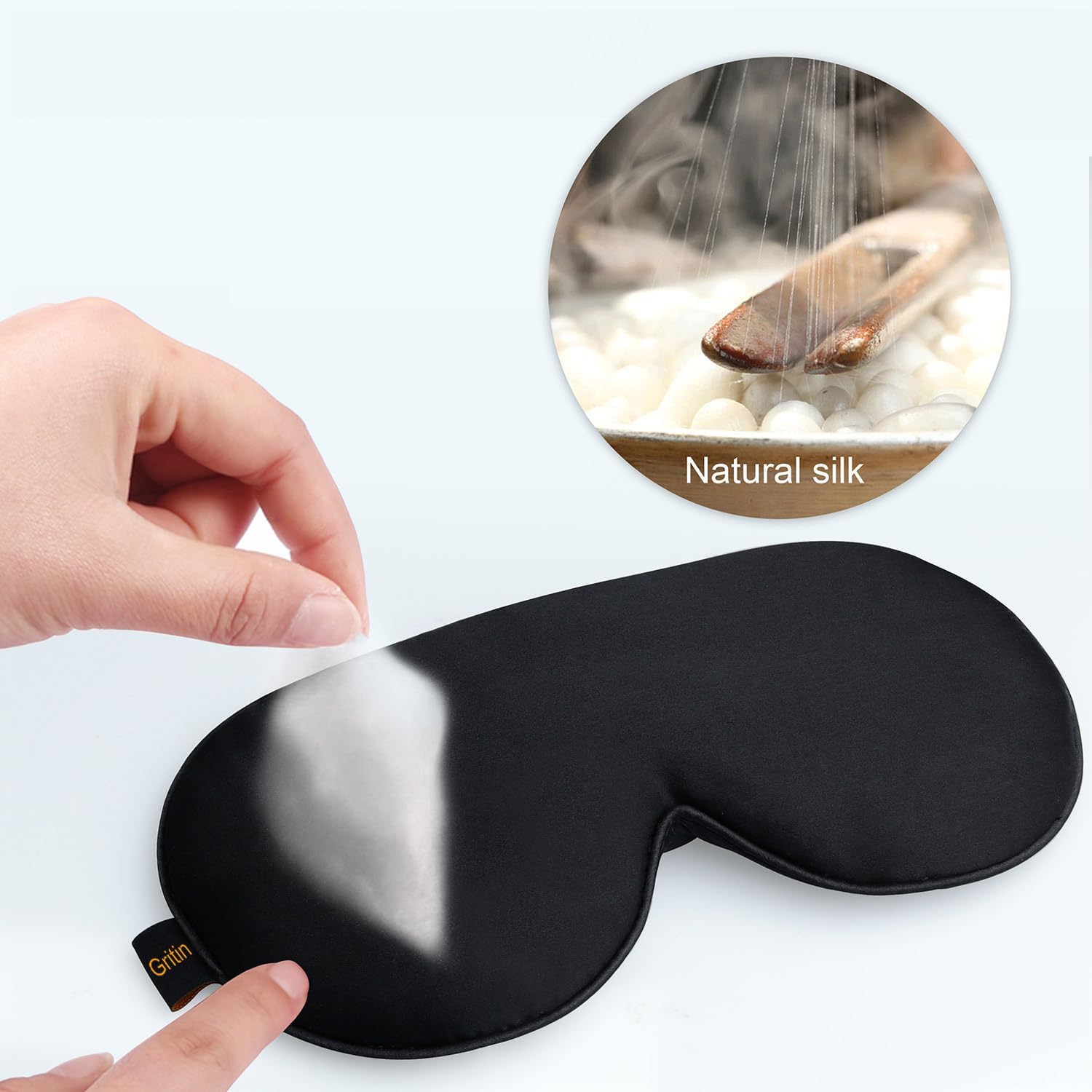 Gritin Light-Blackout Design Ultra Soft & Comfortable 100% Natural Silk Sleeping Mask