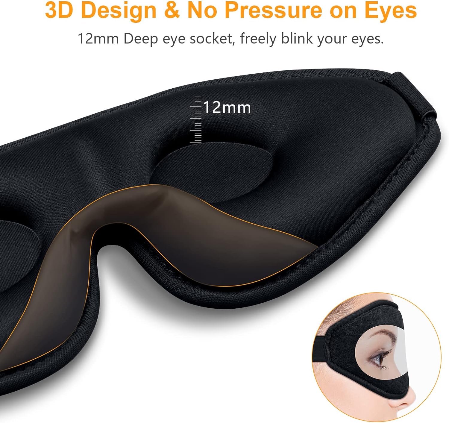 Masque de sommeil 3D Gritin Light-Blackout Design Eye Zero-Pression