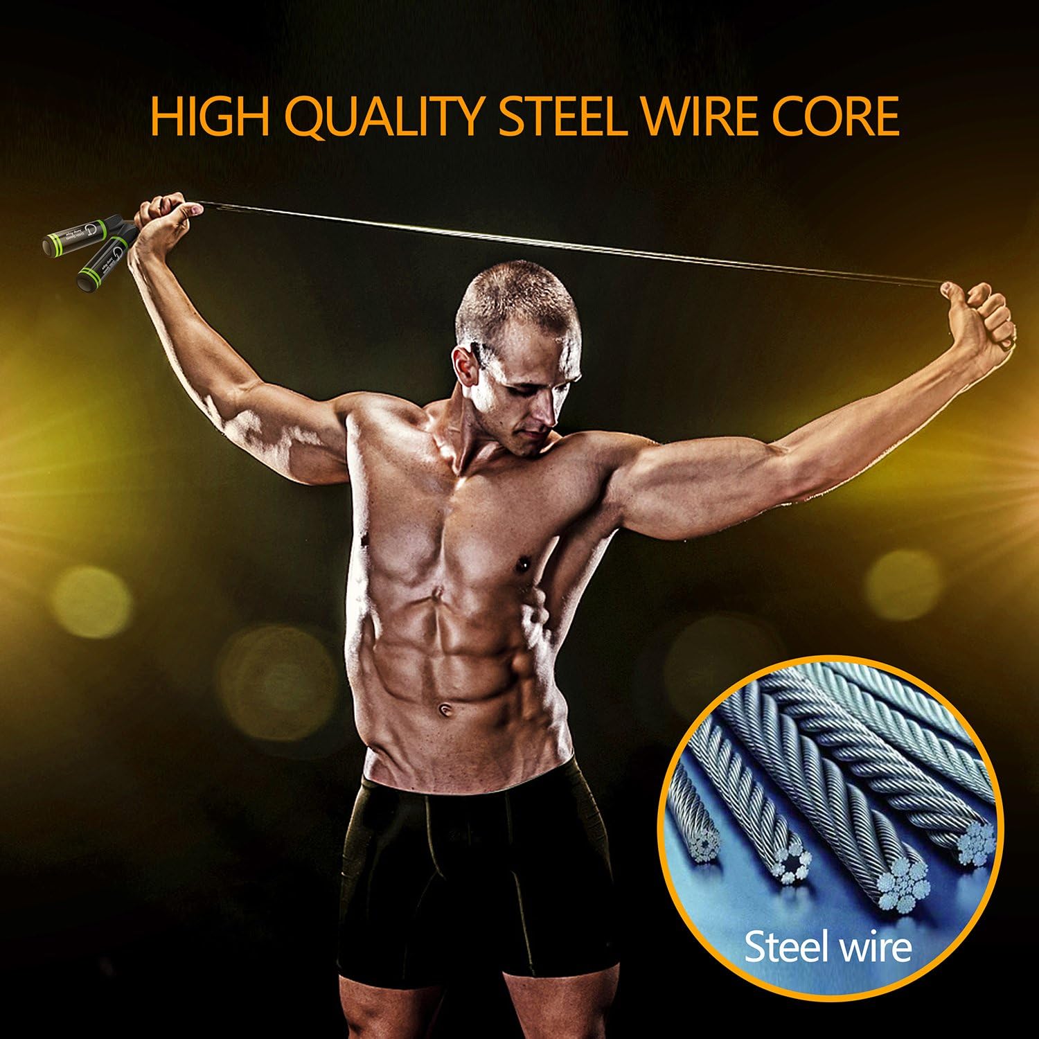 Skipping Rope, Gritin Soft Memory Foam Handle Speed Jump Rope